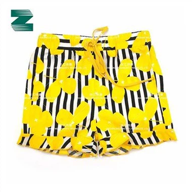Qoton minsuġ Ruffle Print Shorts b'ċinturin tal-pruwa